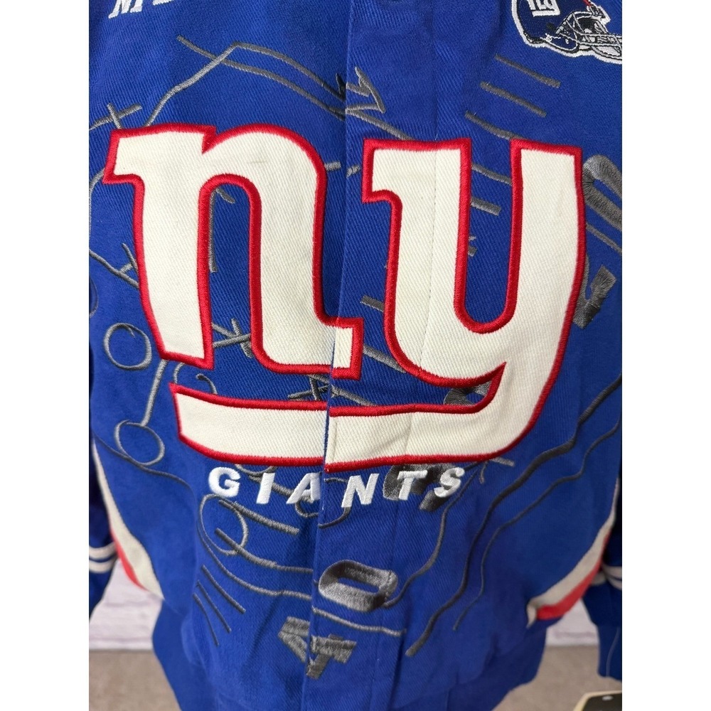 VTG Reebok NFL New York Giants Blue Red Embroidered Bomber Jacket‎ Mens XL NWOT - Picture 8 of 16